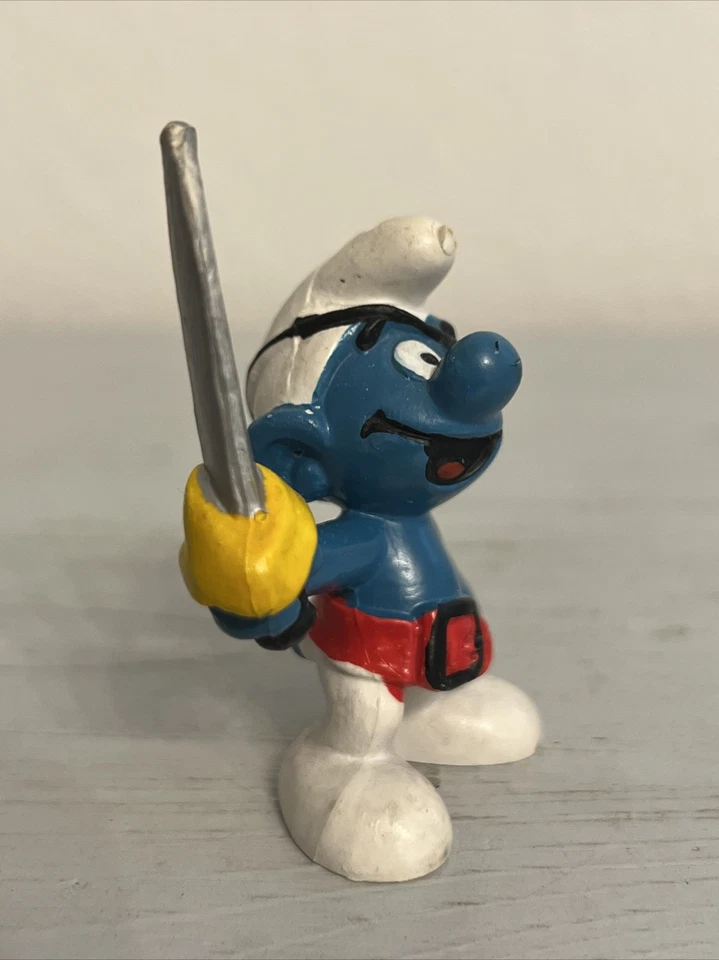 СМУРФИКИ ПИРАТ 🏴☠️ СМУРФ 2» ФИГУРКА VNTG (1978) PEYO ПВХ ИГРУШКА - Изображение 4 из 4
