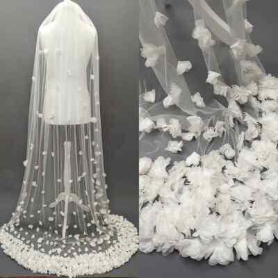 Simple 3D Florals Wedding Veil Bridal Veil with Comb Veil Wedding Accessories