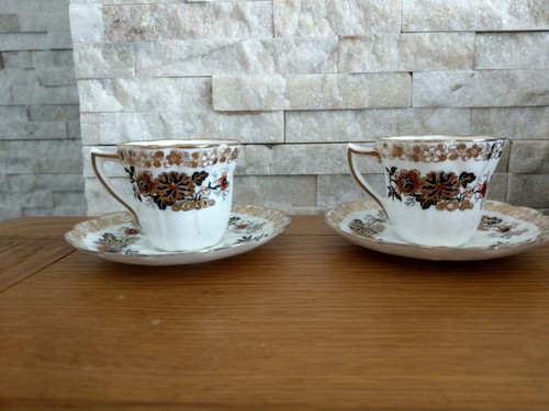 2 antike Royal Doulton Burslem Porzellan Tasse & Untertasse Floral Blumen Dekoration - Bild 3 von 9