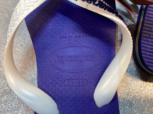 Sandali infradito HAVAIANAS bambino logo Brasile blu bianco EU31-32 UK12- 13 - Foto 7 di 8