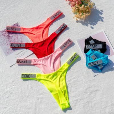 Tanga Sexy Para Mujer Ropa Interior Bragas Con Diamantes De Imitación Costuras