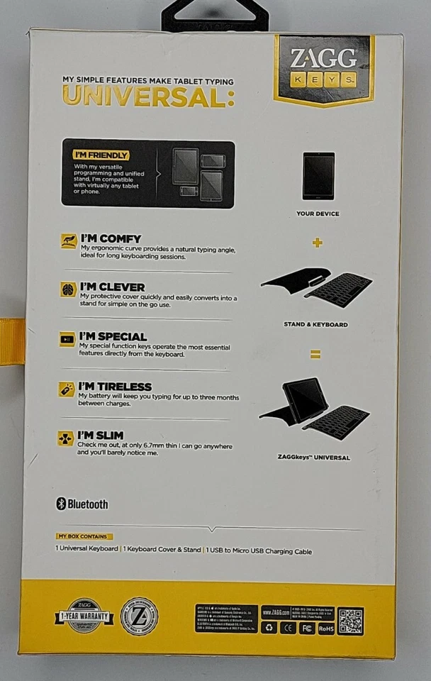 Teclado Inalámbrico Bluetooth Para Smartphones y Tabletas Teclas ZAGG Con Funda. Foto 3 de 4