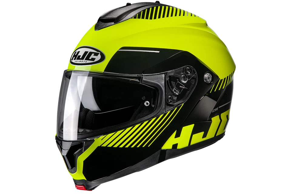 HJC C91 Prod Modular Motorcycle Helmet HI-VIZ S M L XL 2X 3X 4X 5X Sunscreen BK Foto 3 de 4