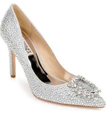 Badgley Mischka Collection Cher II Crystal Pump Silver Women s 9.5 New 265