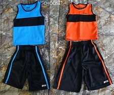 STX black/orange or blue Performance Athletic sleeveless Tank Short Set,boy S 4