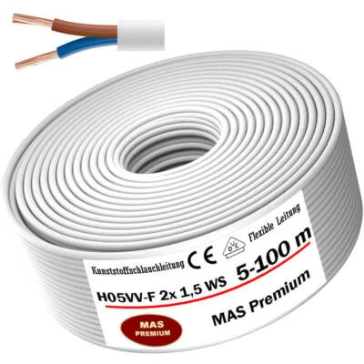 MAS PREMIUM Manguera de plástico 5 - 100 m H05VV-F 2x1,5 cable flexible cable de dispositivo