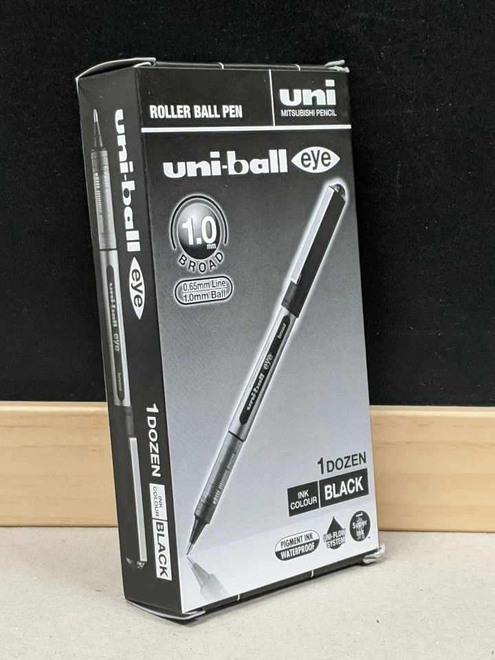 12 x Uni-ball Eye Pigment Ink Roller Ball Pen Black 1.0mm Broad UB-150 - image 4 of 4
