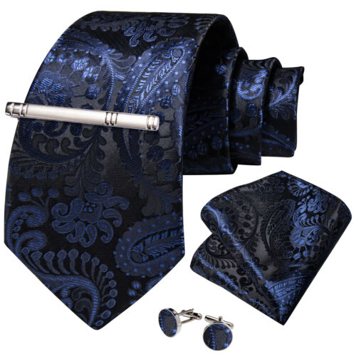 Mens Silk Tie Paisley Floral Solid Necktie Classic Wedding Party Formal Ties 4pc - Picture 120 of 262