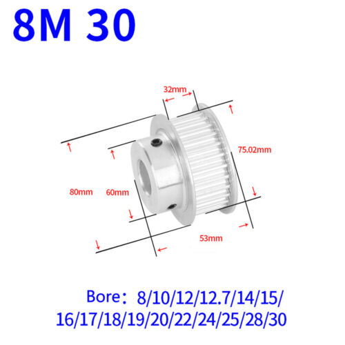 HTD-8M 12T-60T Timing Belt Pulley Pitch 8mm BF-type CNC Drive Pulleys Width 32mm - Picture 18 of 22