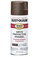Rust-Oleum 241239 Stops Rust Enamel Spray Paint, 12 oz, Satin Dark Brown
