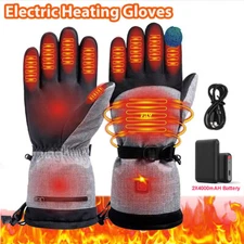 Heated Gloves Electric Rechargeable Battery Hand Warm Windproof Thermal Winter