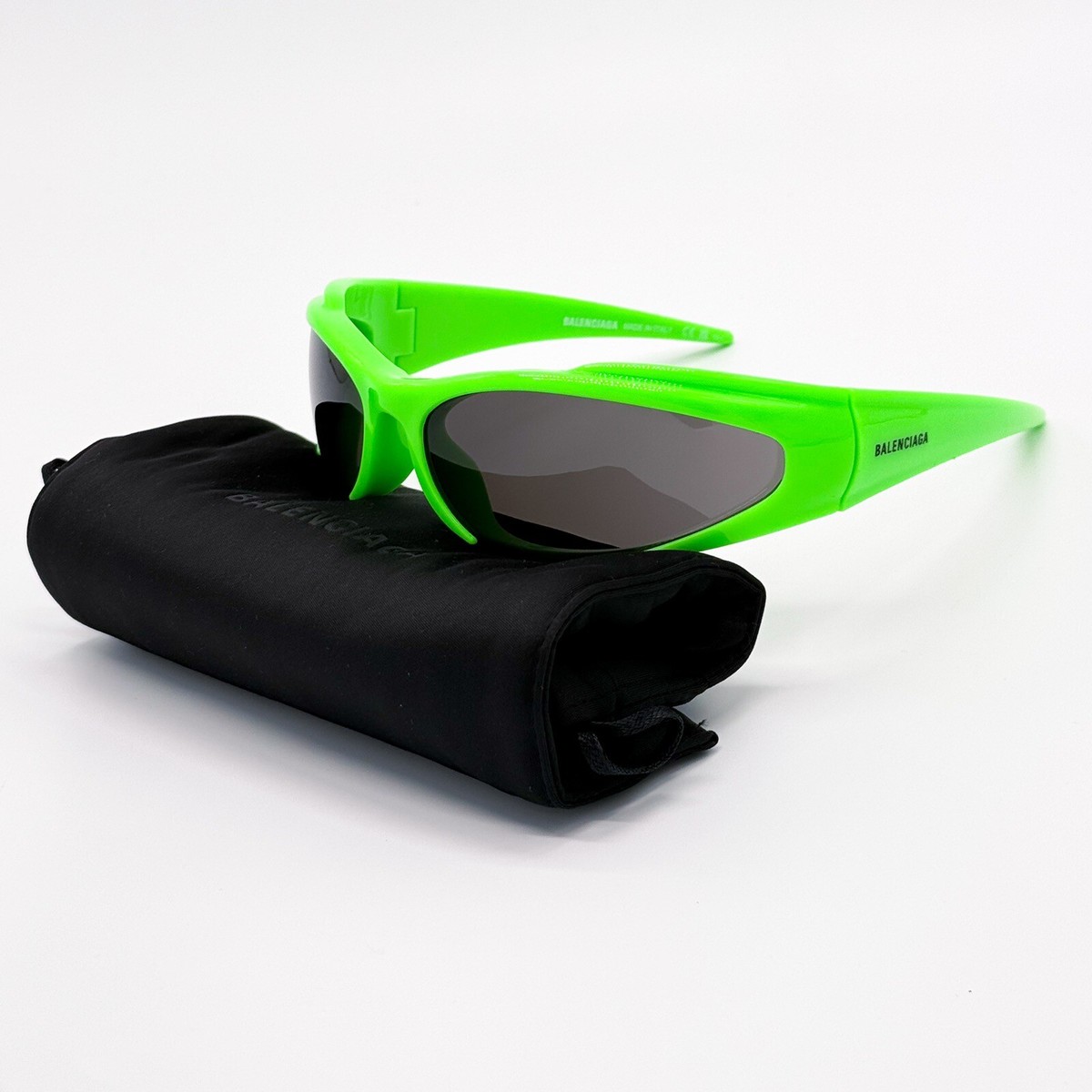 NEW BALENCIAGA BB0253S 005 OVAL GREEN GREY UNISEX SUNGLASSES