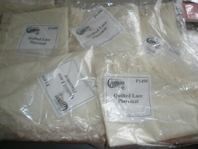 NEW VTG Cameo Inc Quilted Lace Placemat P1498 Off White Lot of 5 (CS9)