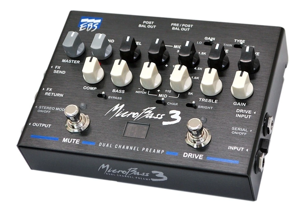 EBS MicroBass 3 Bass Preamp Effects Pedal Drive Tuner Compressor