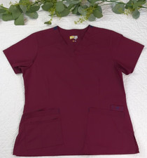 NWOT Wonder Flex Womens Maroon Short Sleeve Scrubs Top Size M Verity