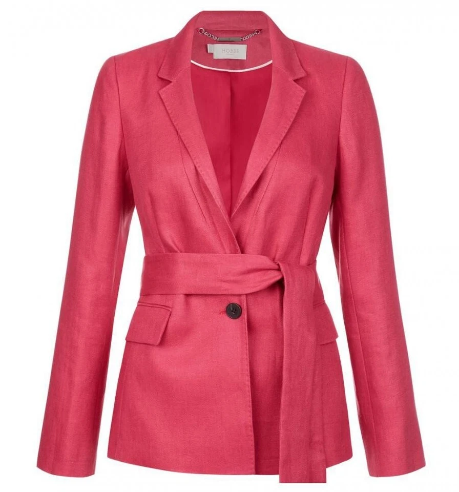 STUNNING BNWT HOBBS ANTHEA 100% Linen Jacket  in Raspberry UK 8 £199.00 - Image 2 of 4