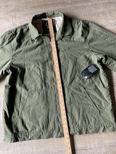 Volcom Men’s Palm Drive Jacket XXL Green canvas sherpa fleece Lined Coat NEW - Picture 9 of 12