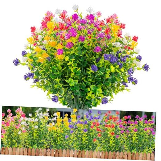 12 Bundles Artificial Flowers Outdoor No Fade 12Bundles Mix 6 Colors(daffodil)