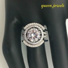 3.10CT Round Cut Lab Created Diamond Wedding Trio Ring Set 14K White Gold Finish