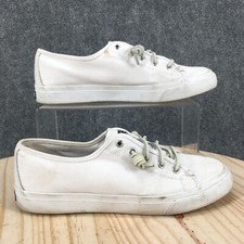 Sperry Shoes Womens 8.5 Seacost Core Sneaker Lace Up Flats STS93173 White Canvas