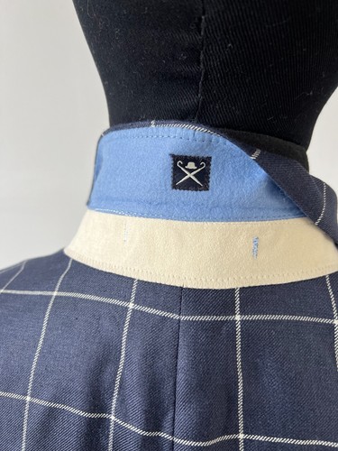 Atemberaubende Hackett Loro Piana kräftig karierte Wolle, Seide & Leinen marineblaue Jacke UVP 650 £ - Bild 8 von 12