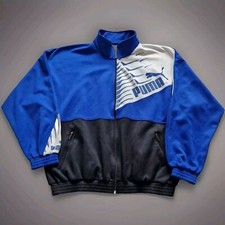 Puma Jacket Men's Large Blue Retro Y2K Track Jacket Vintage Full Zip Long Sleeve