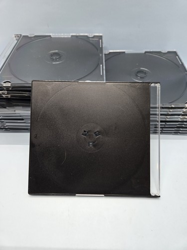 CD JEWEL CASES • Lot of 25 NEW Slim Black Clear Compact Disc Game Holders Snap - Photo 5/8