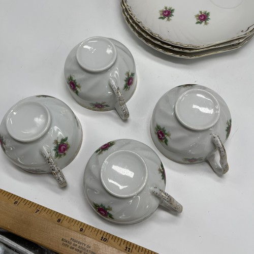 Enesco Japan Ceramic Shell Floral Snack Set teacup Sandwich Sip Plates Cups Vtg - Picture 8 of 21