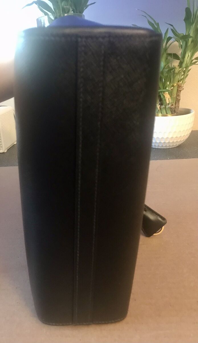 Prada Saffiano Borsa Black Leather Shoulder Tote Handbag Prada Saffiano Borsa Black Leather Shoulder Tote Handbag