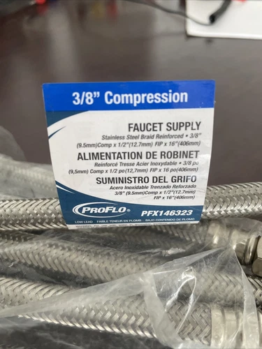 Lot of 9  PROFLO PFX146323 3/8" COMPRESSION FAUCET SUPPLY LINE - Picture 2 of 5