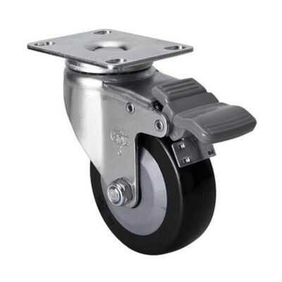 EDL Light 3'' 60kg Plate Brake PU Swivel caster (4 PACK)