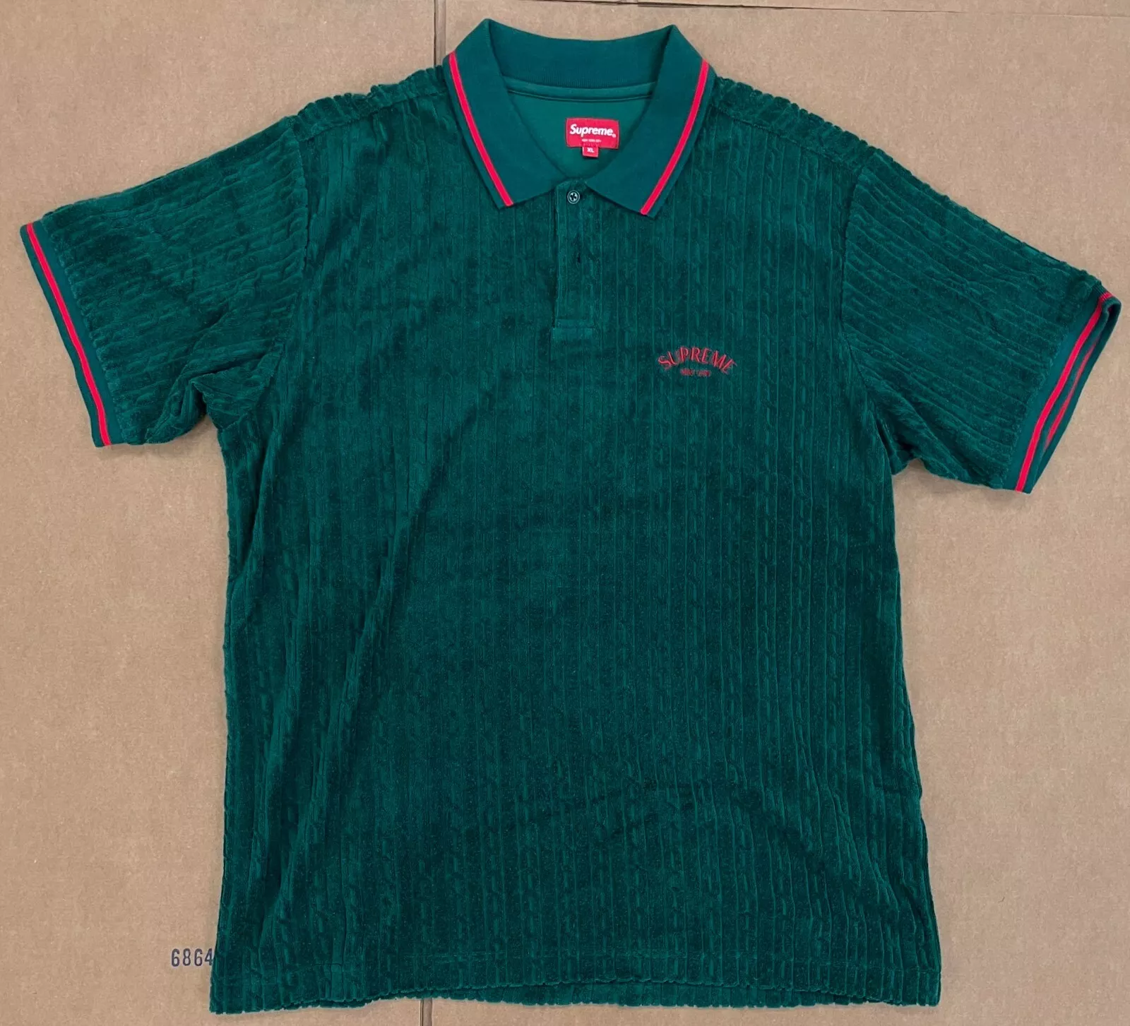 TRICOT CÂBLE SUPREME ÉPONGE POLO VERT FONCÉ ROUGE TAILLE XL (#53