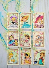 9 Retro Style Easter Handmade Gift Tags Scrapbooking Junk Journals Crafts