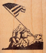 NEW WWII Iwo Jima Flag Raising Rubber Art Stamp