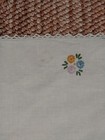 Vintage tablecloth cotton with embroidered floral and grid detail, 50" square — photo 3