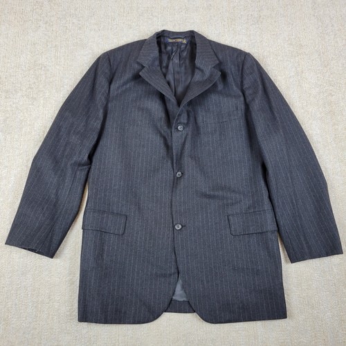 Brooks Brothers, Vintage Brooks Brothers Wool Blazer Men 46 Black Pinstripe Golden Fleece 80s USA
