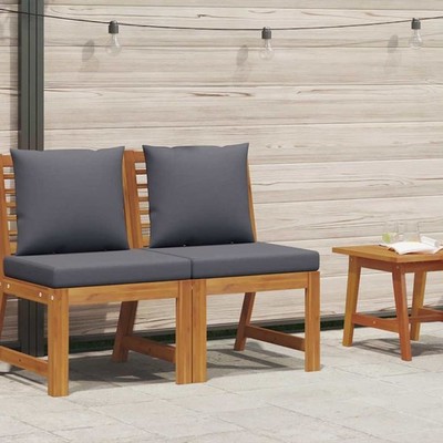 Middle Sofa Sectional Sofa with Cushions Furniture Set Solid Acacia Wood vidaXL