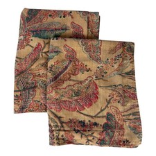 Ralph Lauren Tan Paisley Floral Cotton Pillow Shams Set of 2 Made in Italy USA
