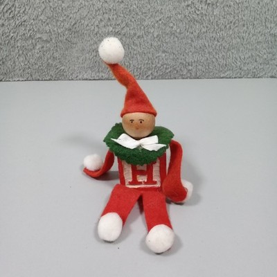 Vintage Style Christmas Elf Pixie Wooden Block Letter H Red Green Figurine 4.5''