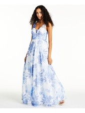 TRIXXI Womens White Sleeveless Full-Length Prom Fit + Flare Dress 0