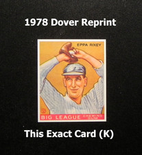 EPPA RIXEY 1978 Dover Reprint of 1933 GOUDEY Card #74 _ Exact Card (K)