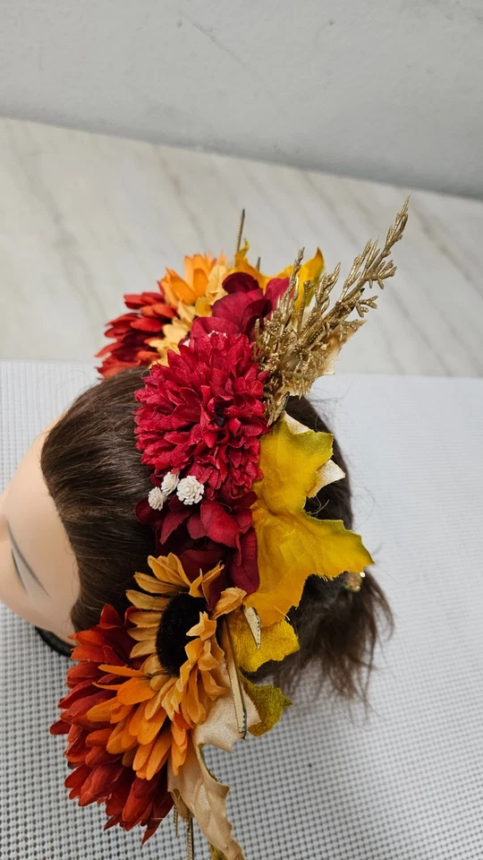 Sunflower headdress Large flower crown Summer flower crown Boho festival crown - Image 4 of 4