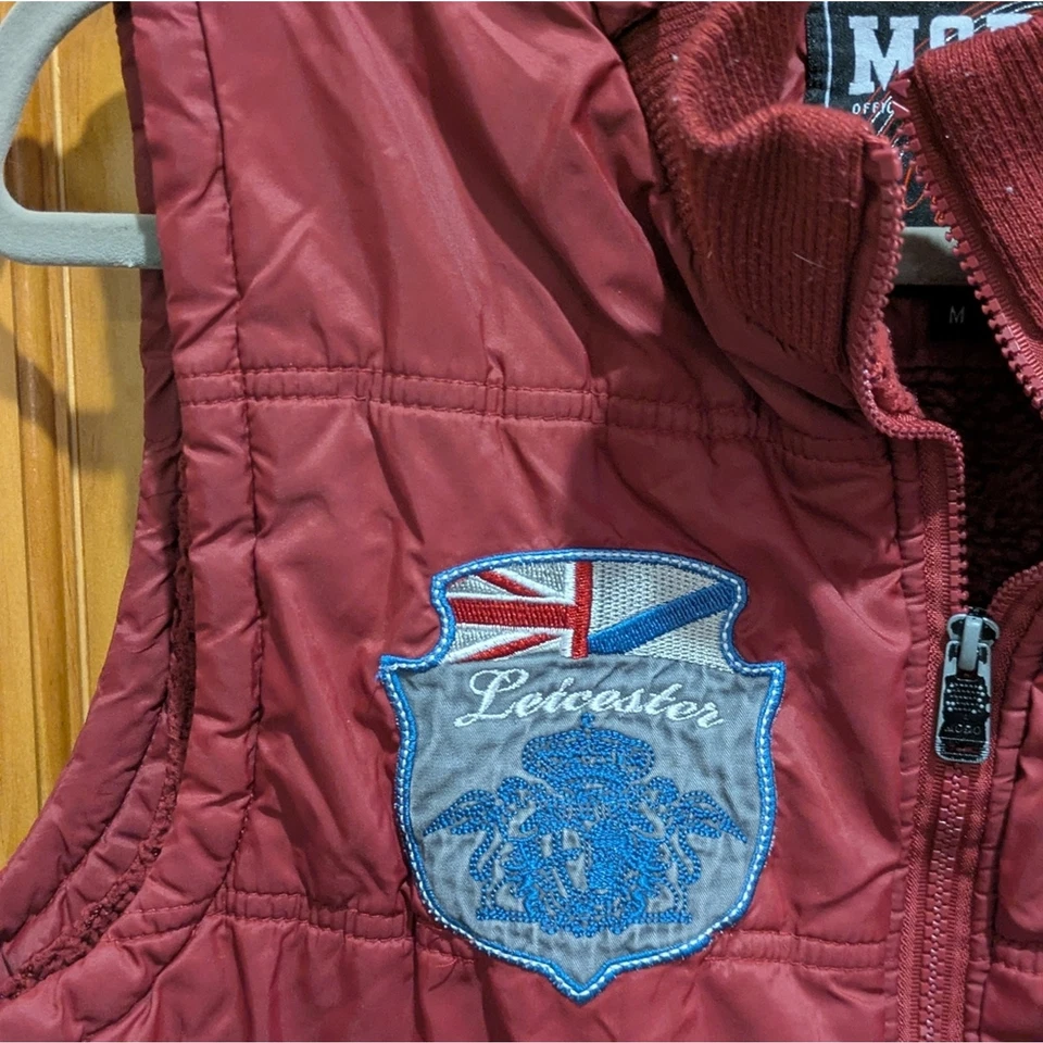 Colete acolchoado vintage MODO Borgonha com remendos 2 bolsos médio anos 90 Y2K - Imagem 3 de 4