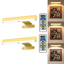 2Pack Wireless Picture Light with Remote,Battery Operated Wall Sconces for Wa...