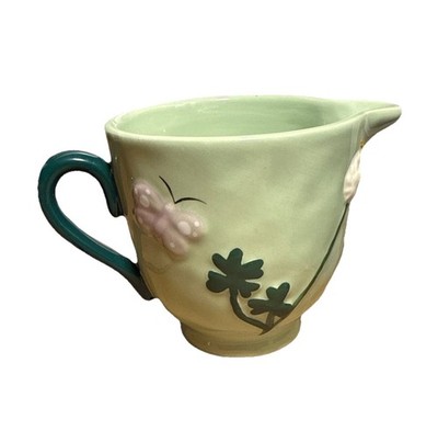 Anthropologie Frazee hand-painted glazed creamer Embossed Floral Butterfly