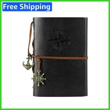 A6 Leather Travel Journal - 160 Blank Pages with Lock  Vintage Embossed Design