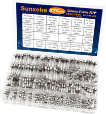 24 Values 275Pcs Fast Blow Glass Fuses Assortment Kit 250V 6X30Mm 5X20Mm 0.5A 1A