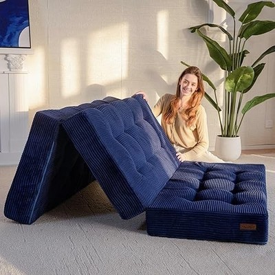 MAXYOYO  6 Inch Tri-fold Mattress, Tufted Folding Memory Foam Mattress 35'' x 75''
