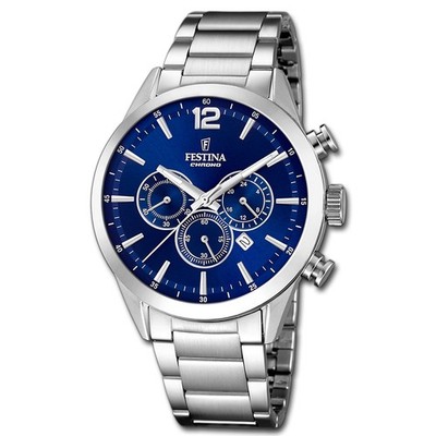 Festina Herrenuhr Edelstahl silber Timeless Chronograph Armbanduhr UF20343/7