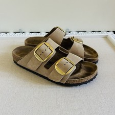 Birkenstock Arizona sandals Gold Big Buckle Sandcastle Nubuck size 39 Excellent